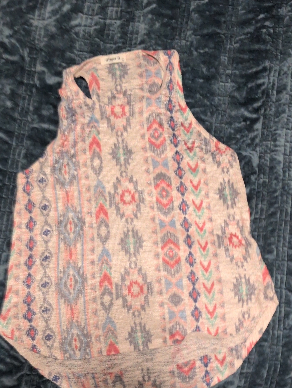 Ginger G Pastel Aztec-Print Sleeveless Tank
